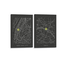 Mapas de Paris y Nueva York - Set de 2 - Grau Project - Cuadro decorativo | Canvas Lab