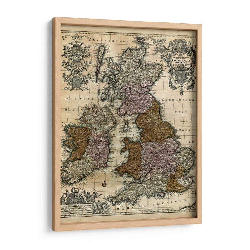 Mapa De Inglaterra, Escocia E Irlanda | Cuadro decorativo de Canvas Lab