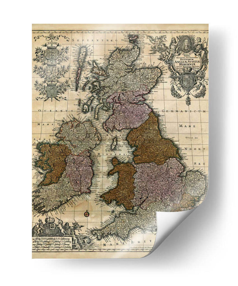 Mapa De Inglaterra, Escocia E Irlanda | Cuadro decorativo de Canvas Lab