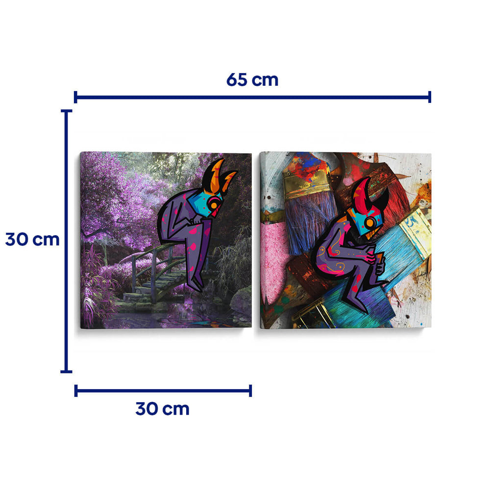 El demonio sentado - Set de 2 - Ruzski - Cuadro decorativo | Canvas Lab