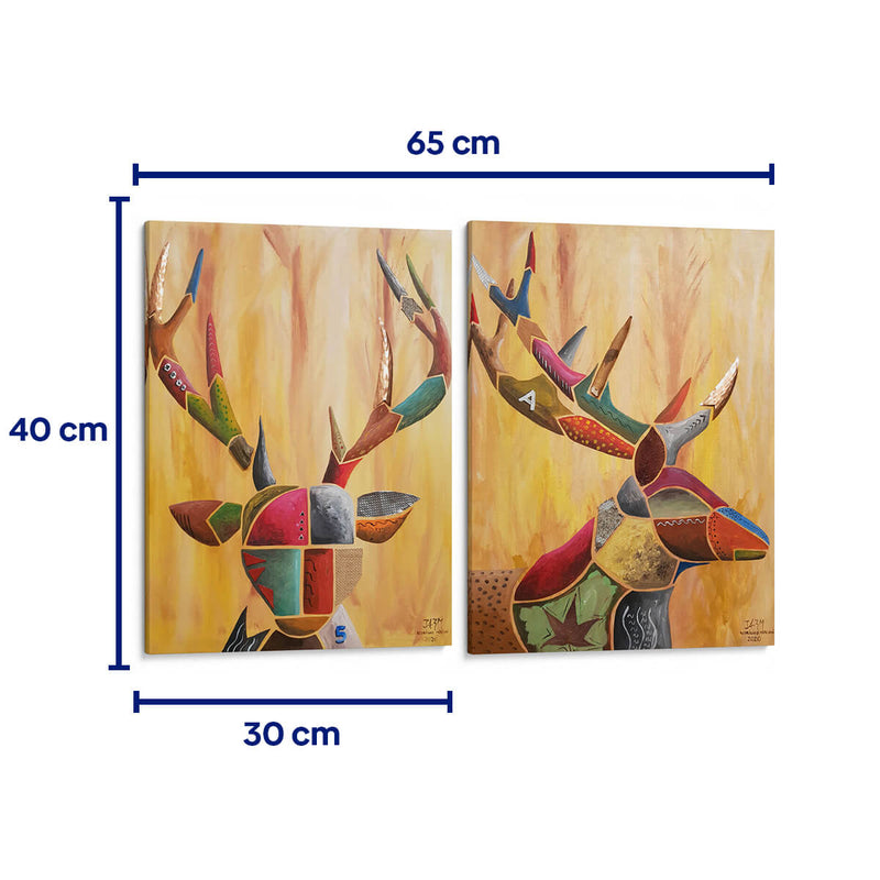 Ficha del ciervo - Set de 2 - Rodríguez Marconi - Cuadro decorativo | Canvas Lab
