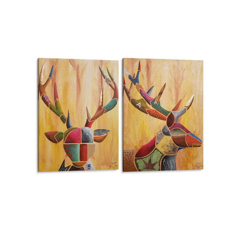 Ficha del ciervo - Set de 2 - Rodríguez Marconi - Cuadro decorativo | Canvas Lab