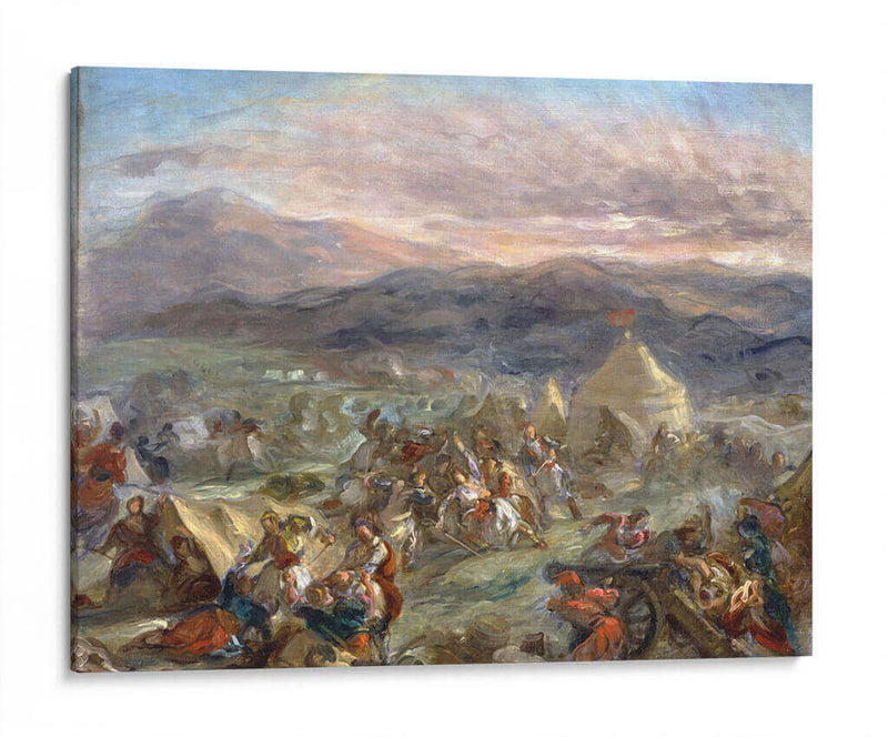 Botzaris sorprende al campamento turco y cae mortalmente herido - Eugène Delacroix | Cuadro decorativo de Canvas Lab