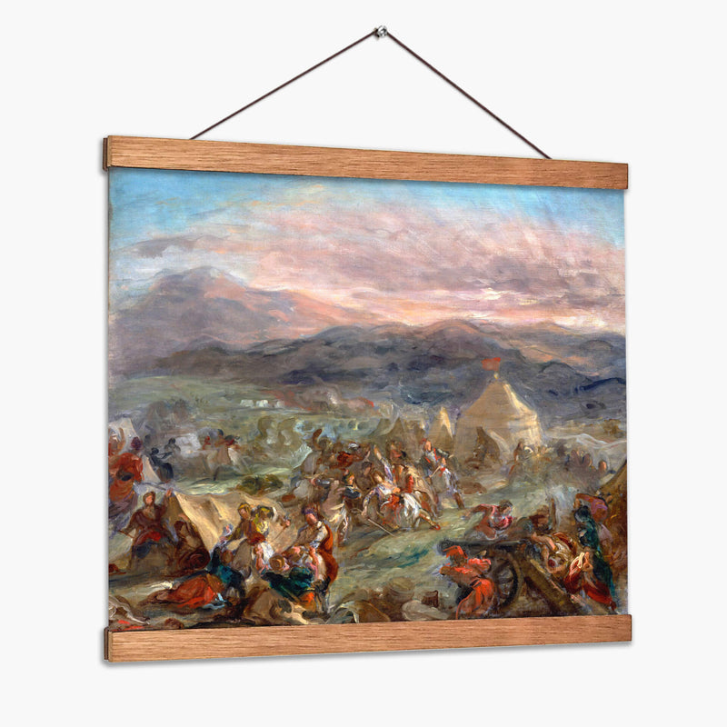 Botzaris sorprende al campamento turco y cae mortalmente herido - Eugène Delacroix | Cuadro decorativo de Canvas Lab