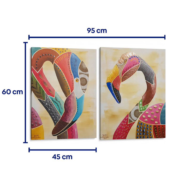Perfiles del flamingo - Set de 2 - Rodríguez Marconi - Cuadro decorativo | Canvas Lab
