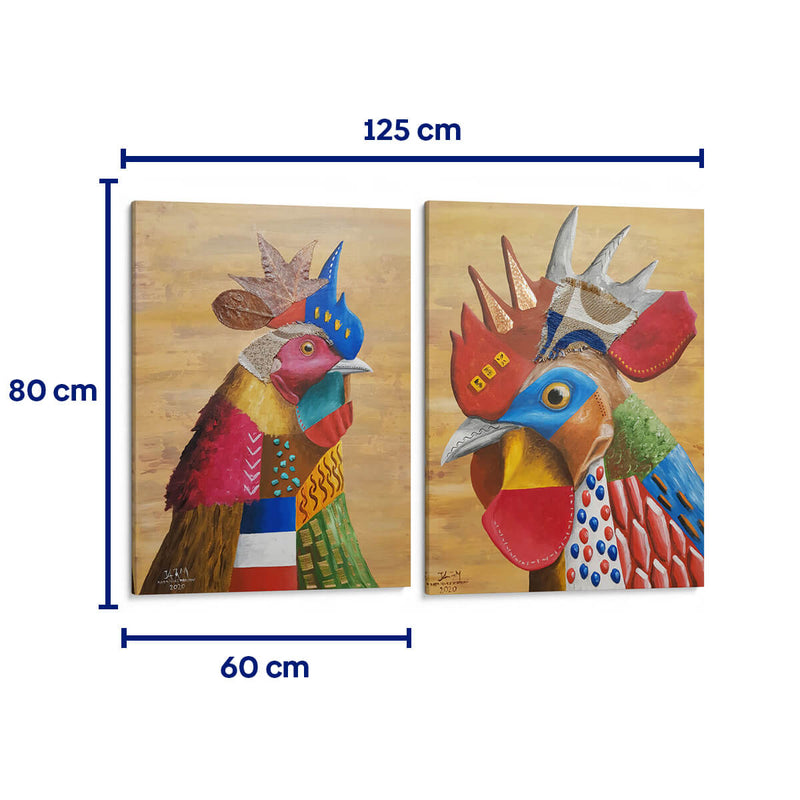 Perfil del gallo - Set de 2 - Rodríguez Marconi - Cuadro decorativo | Canvas Lab
