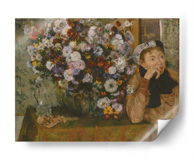 Mujer sentada con jarrón de flores - Edgar Degas | Cuadro decorativo de Canvas Lab