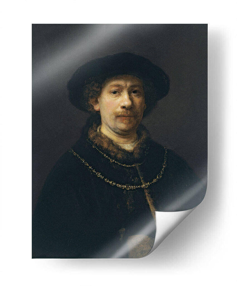 Autorretrato con gorra y dos cadenas - Rembrandt van Rijn | Cuadro decorativo de Canvas Lab