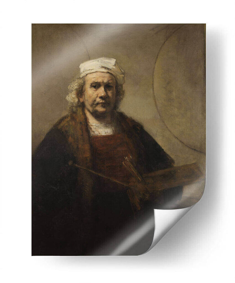 Autorretrato con un pañuelo blanco a la cabeza -símbolo de su profesión- en 1661 - Rembrandt van Rijn | Cuadro decorativo de Canvas Lab