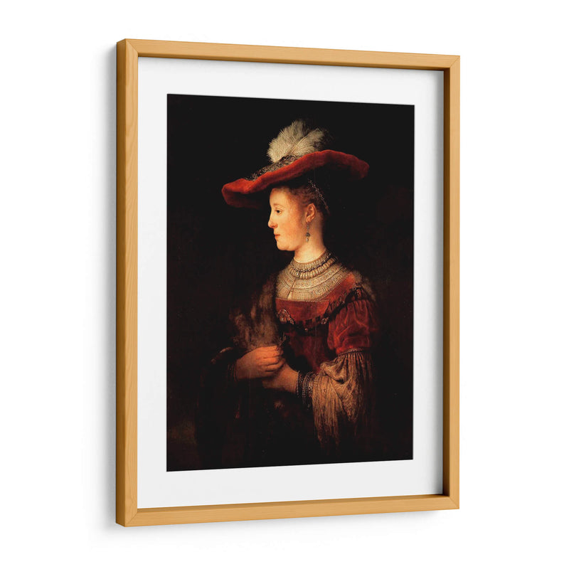 Retrato de Saskia van Uylenburgh con sombrero - Rembrandt van Rijn | Cuadro decorativo de Canvas Lab