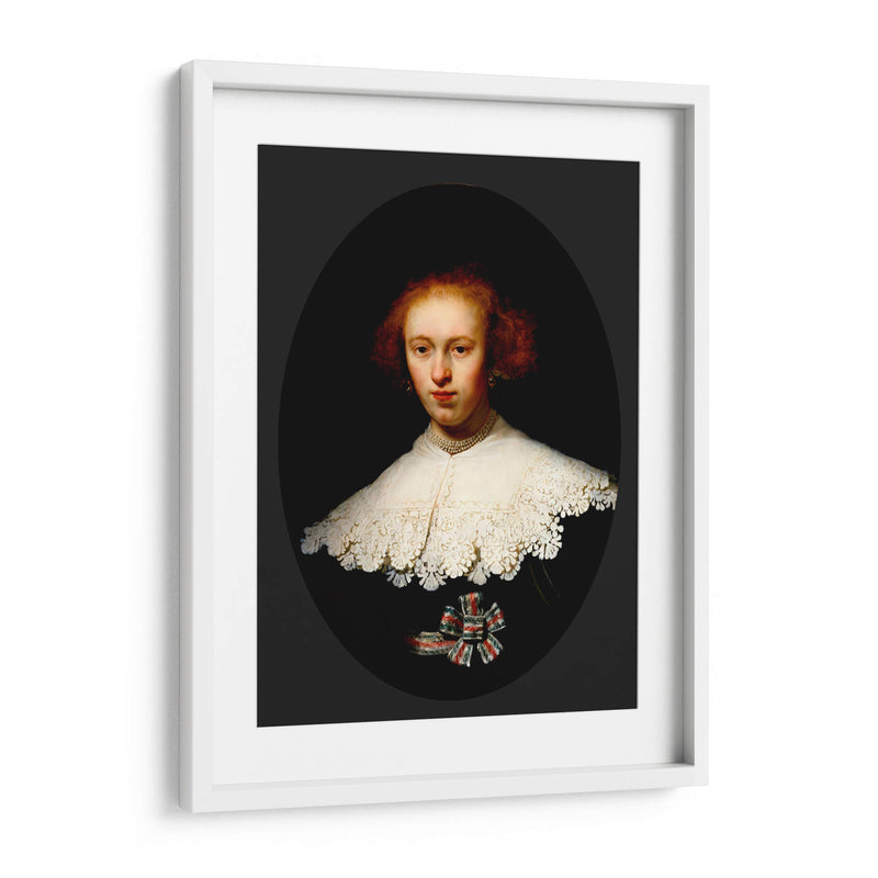 Retrato de una joven mujer - Rembrandt van Rijn | Cuadro decorativo de Canvas Lab