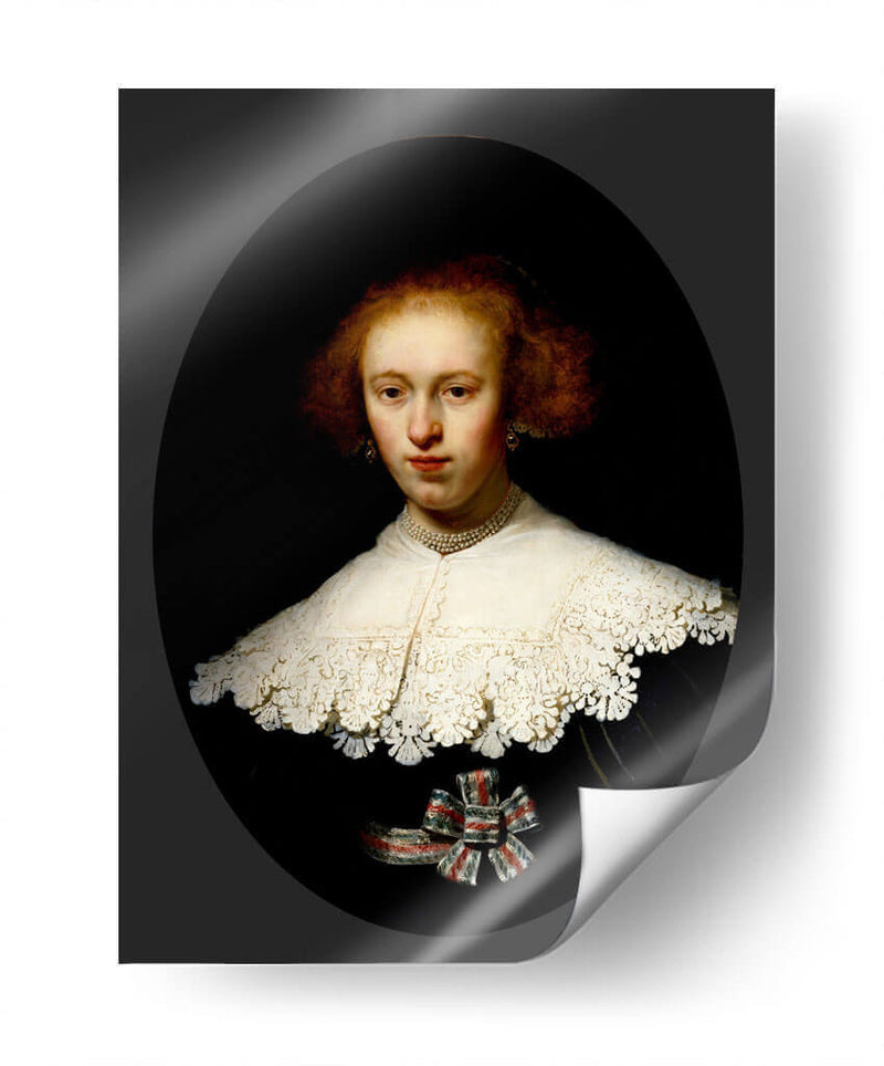 Retrato de una joven mujer - Rembrandt van Rijn | Cuadro decorativo de Canvas Lab