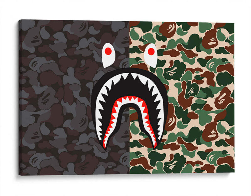 Bape Shark Black-Green | Cuadro decorativo de Canvas Lab