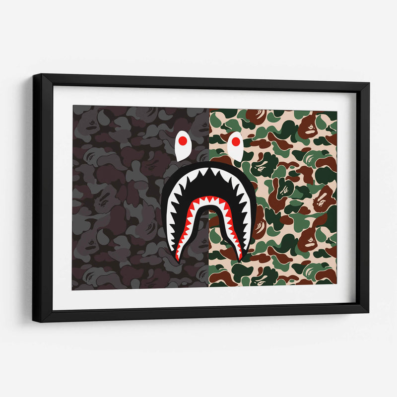 Bape Shark Black-Green | Cuadro decorativo de Canvas Lab