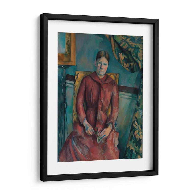 Madame Cézanne (Hortense Fiquet, 1850–1922) en un vestido rojo - Paul Cézanne | Cuadro decorativo de Canvas Lab