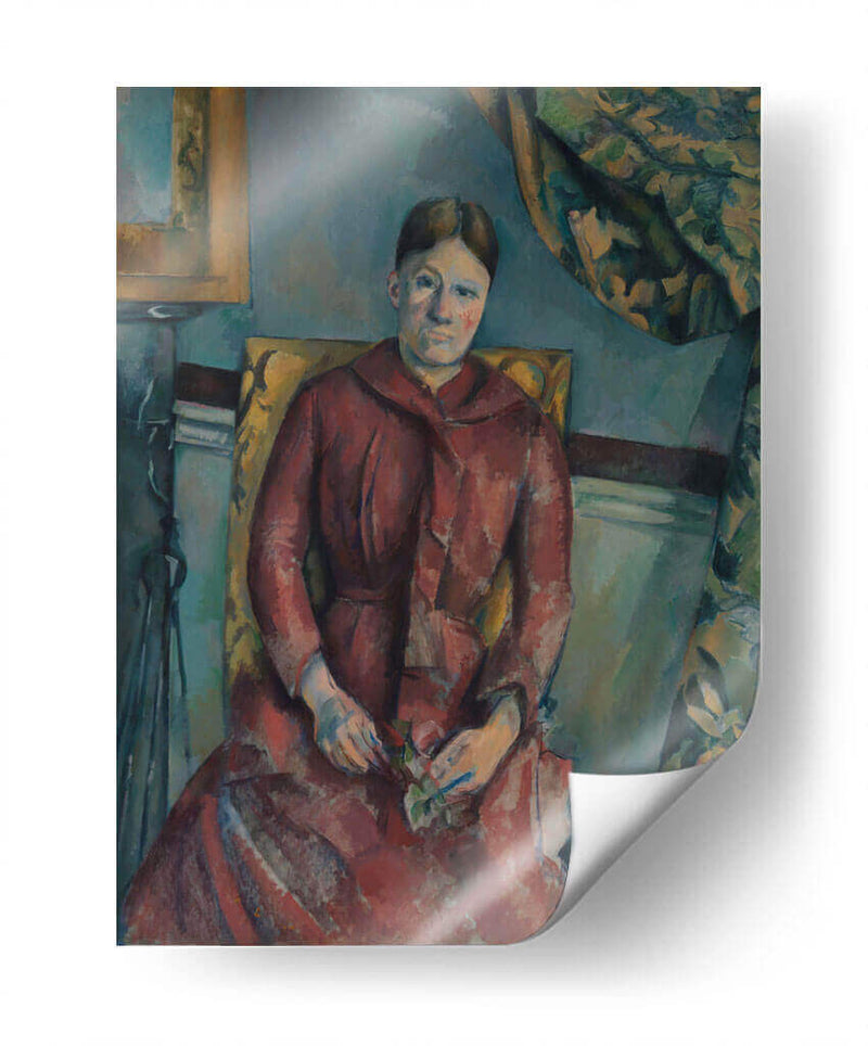 Madame Cézanne (Hortense Fiquet, 1850–1922) en un vestido rojo - Paul Cézanne | Cuadro decorativo de Canvas Lab