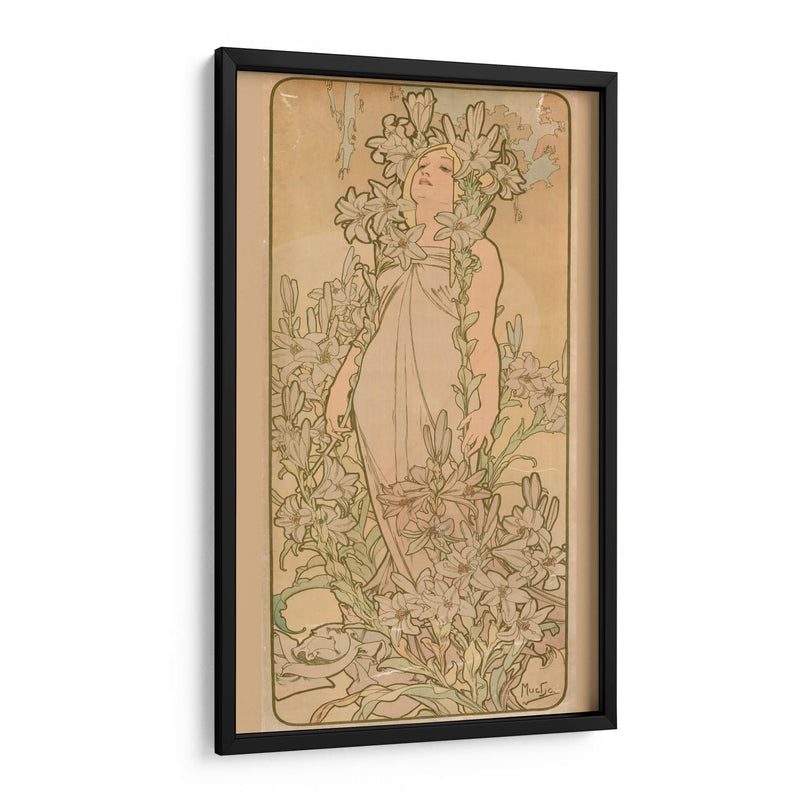La mujer animada en flores (Lily) - Alfons Mucha | Cuadro decorativo de Canvas Lab
