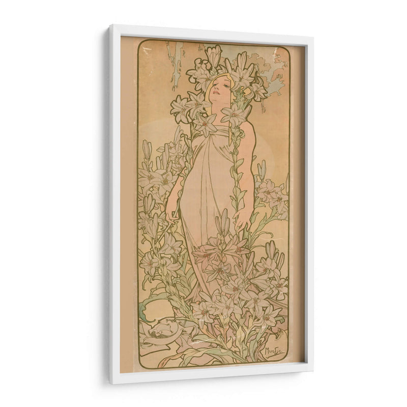 La mujer animada en flores (Lily) - Alfons Mucha | Cuadro decorativo de Canvas Lab