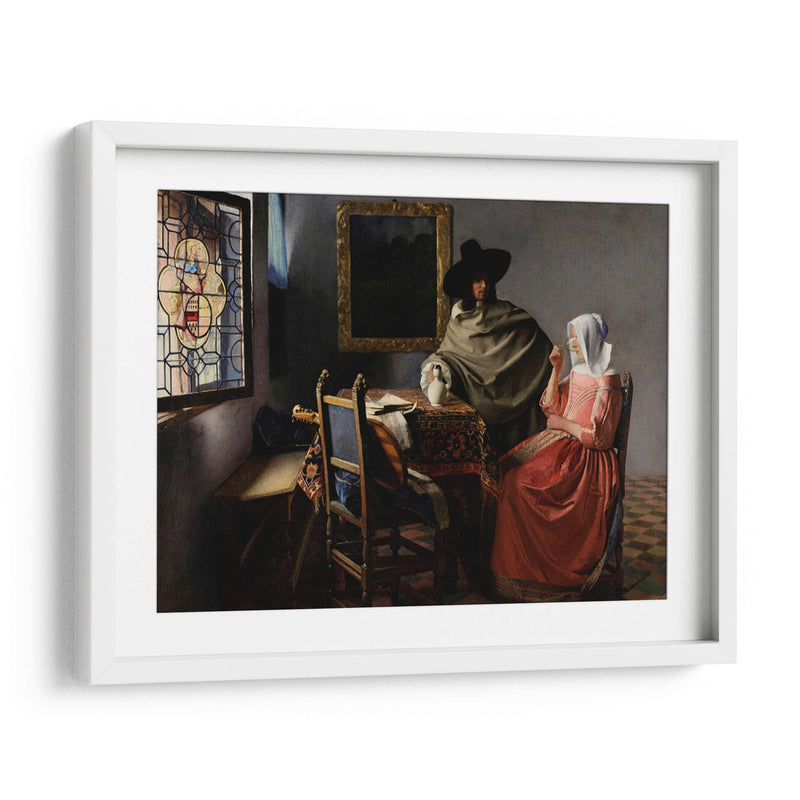 Dama bebiendo con un caballero - Johannes Vermeer | Cuadro decorativo de Canvas Lab
