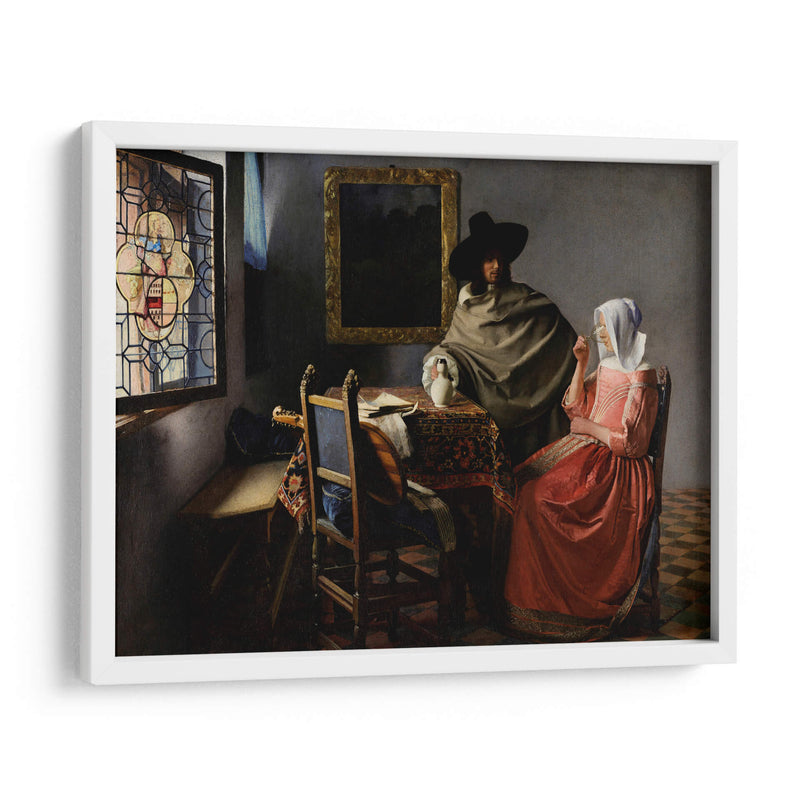 Dama bebiendo con un caballero - Johannes Vermeer | Cuadro decorativo de Canvas Lab