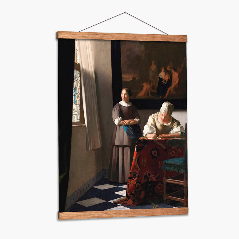 Una dama que escribe una carta con su sirvienta - Johannes Vermeer | Cuadro decorativo de Canvas Lab