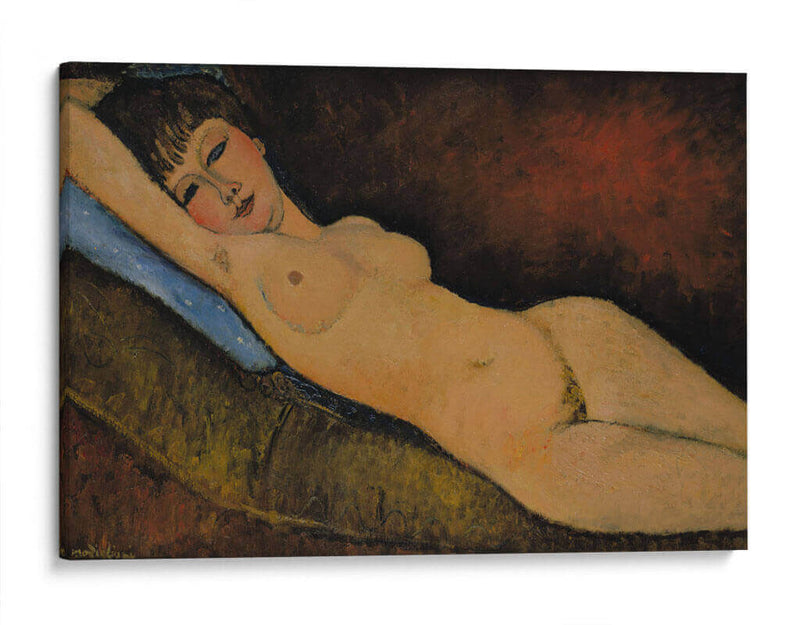 Acostada desnuda sobre un cojín azul - Amedeo Modigliani | Cuadro decorativo de Canvas Lab