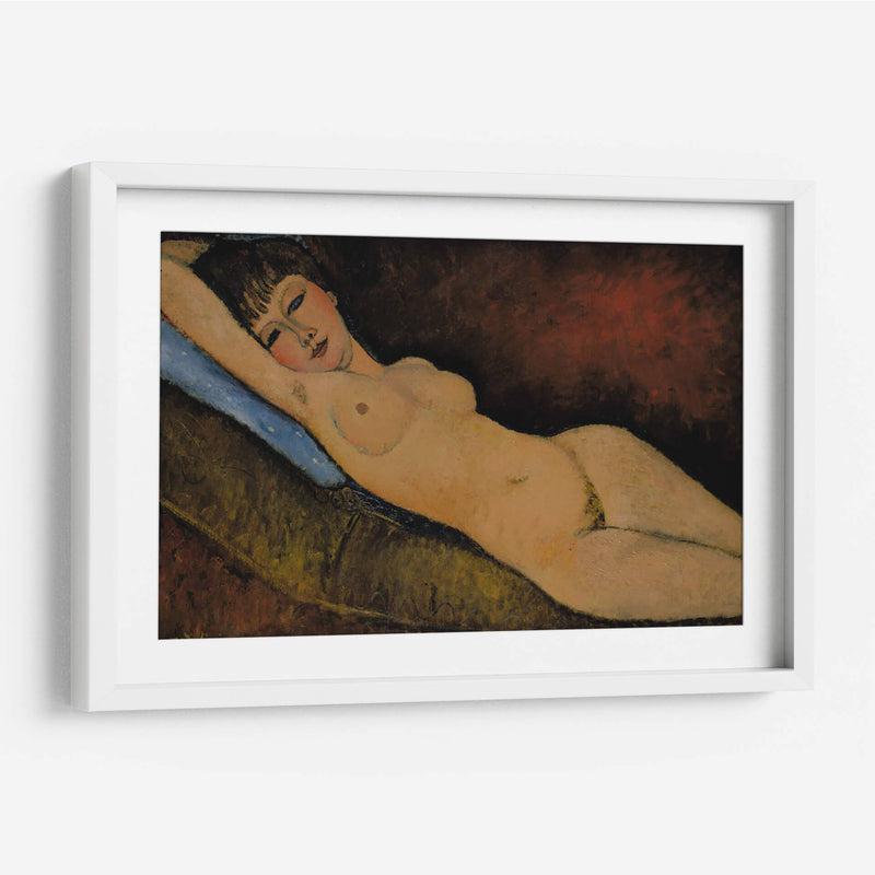 Acostada desnuda sobre un cojín azul - Amedeo Modigliani | Cuadro decorativo de Canvas Lab