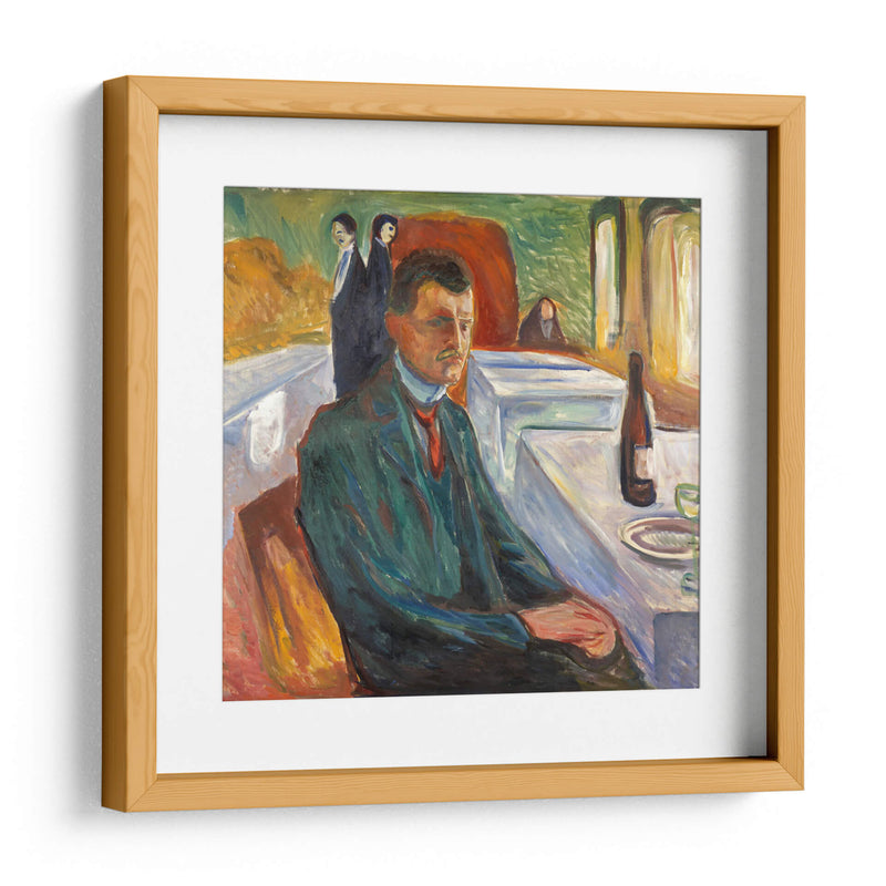 Autorretrato con una botella de vino - Edvard Munch | Cuadro decorativo de Canvas Lab