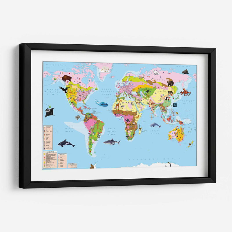 Animal Kingdom World Map | Cuadro decorativo de Canvas Lab