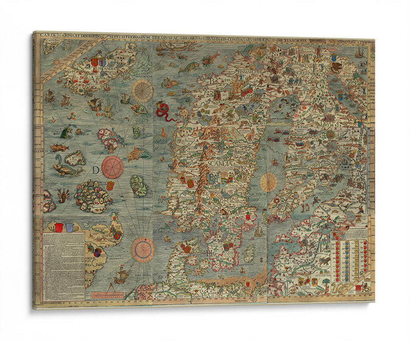 Carta Marina - Primeros mapas de Escandinavia | Cuadro decorativo de Canvas Lab
