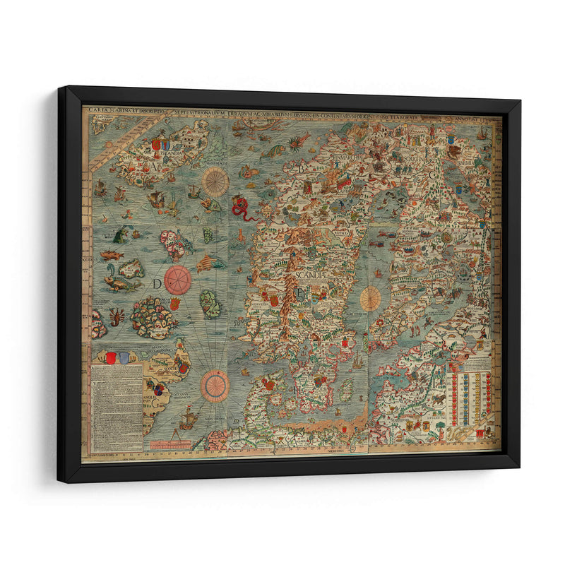 Carta Marina - Primeros mapas de Escandinavia | Cuadro decorativo de Canvas Lab