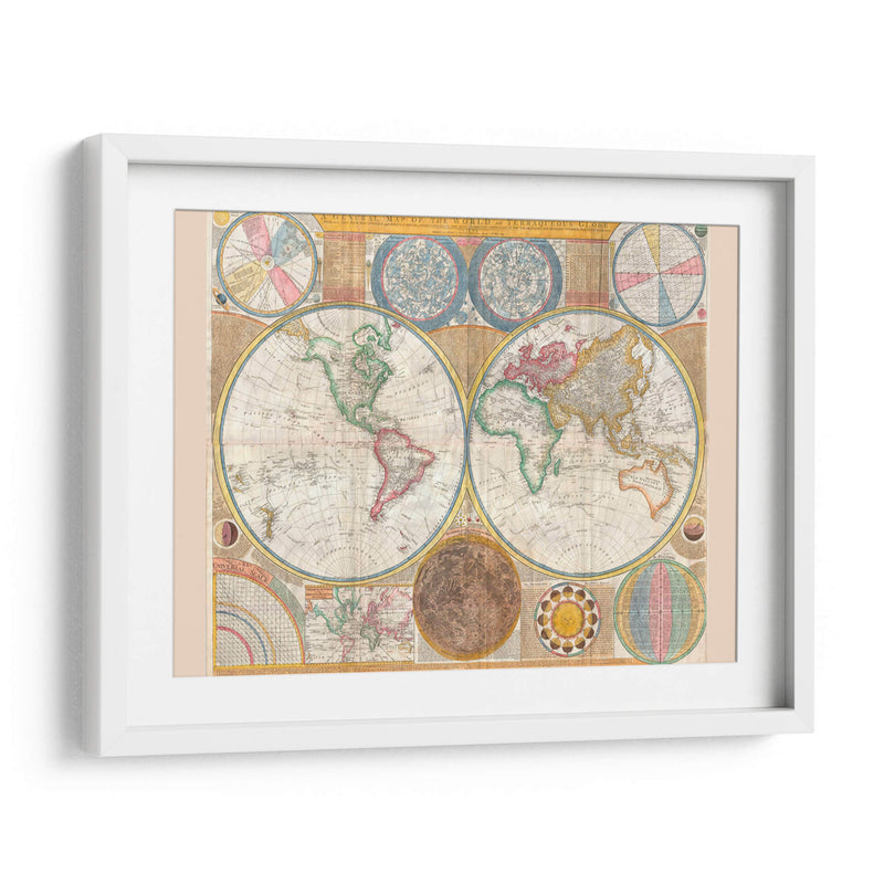 El mundo en hemisferios hacia 1794 | Cuadro decorativo de Canvas Lab