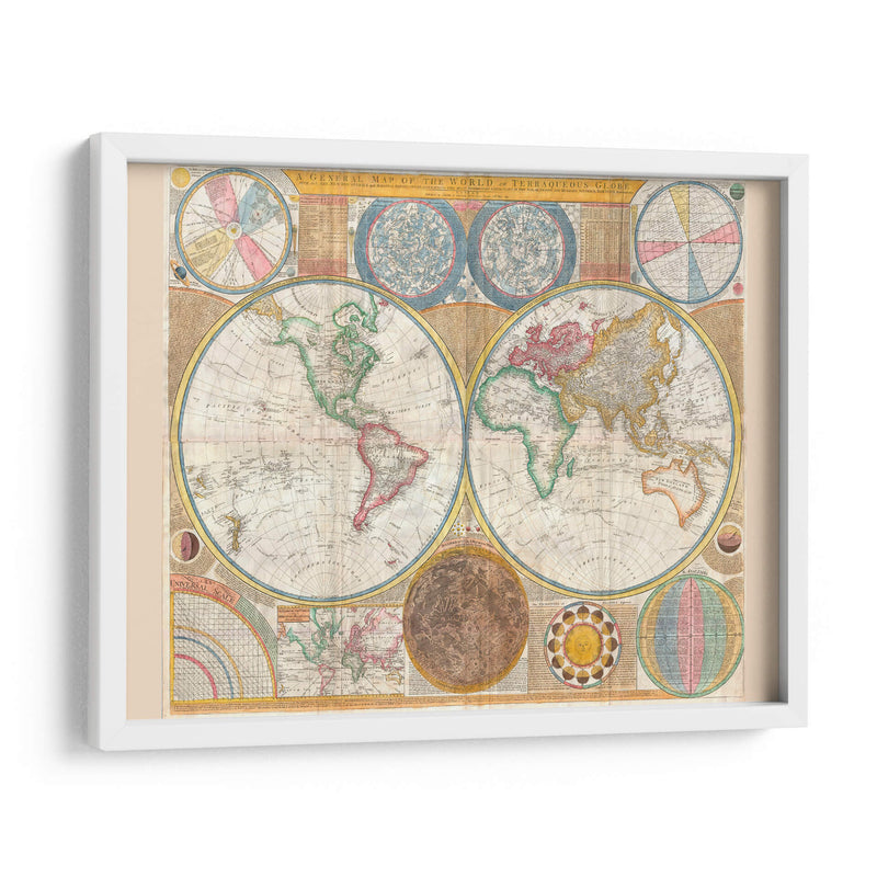 El mundo en hemisferios hacia 1794 | Cuadro decorativo de Canvas Lab