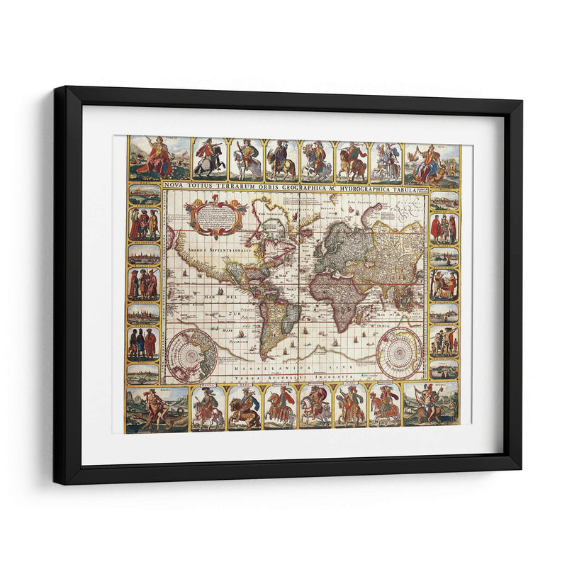 El mundo en 1652 por Claes Janszoon Visscher | Cuadro decorativo de Canvas Lab