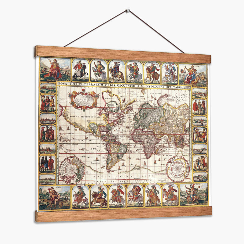 El mundo en 1652 por Claes Janszoon Visscher | Cuadro decorativo de Canvas Lab