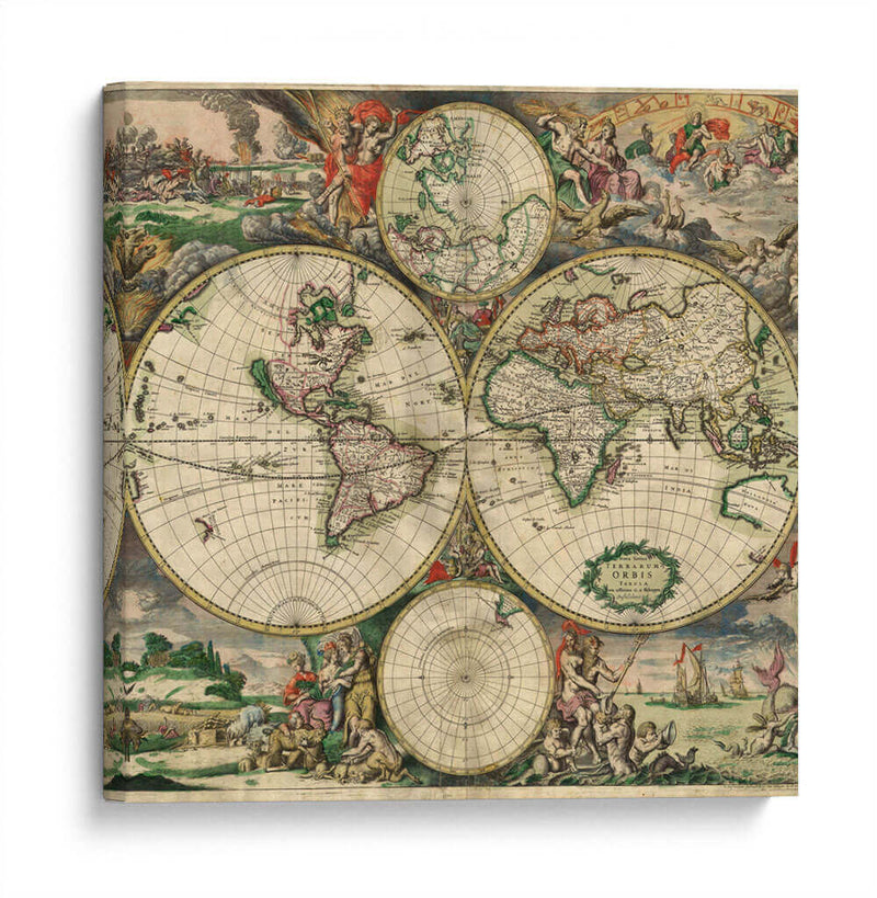 Mapamundi de Gerard van Schagen hacia 1689 | Cuadro decorativo de Canvas Lab
