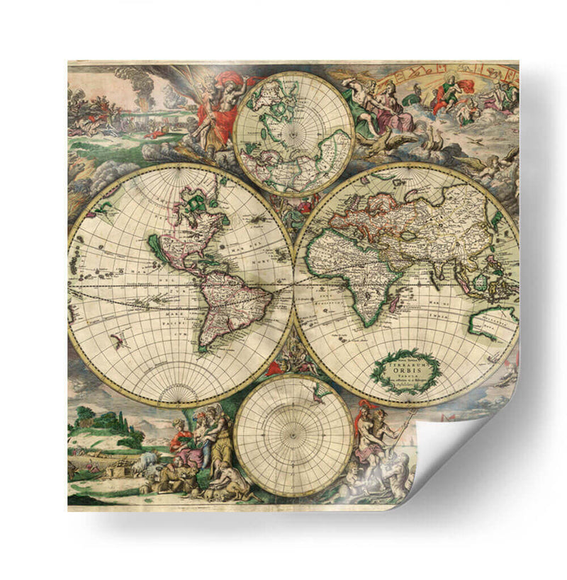 Mapamundi de Gerard van Schagen hacia 1689 | Cuadro decorativo de Canvas Lab
