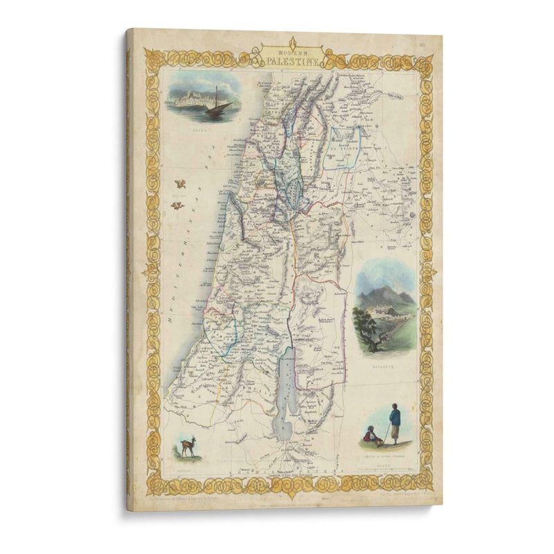 Mapa Vintage De Palestina - J. Rapkin | Cuadro decorativo de Canvas Lab
