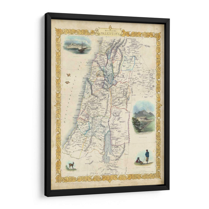 Mapa Vintage De Palestina - J. Rapkin | Cuadro decorativo de Canvas Lab