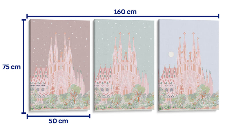 Sagrada Familia - Set de 3 - DRAM - Cuadro decorativo | Canvas Lab