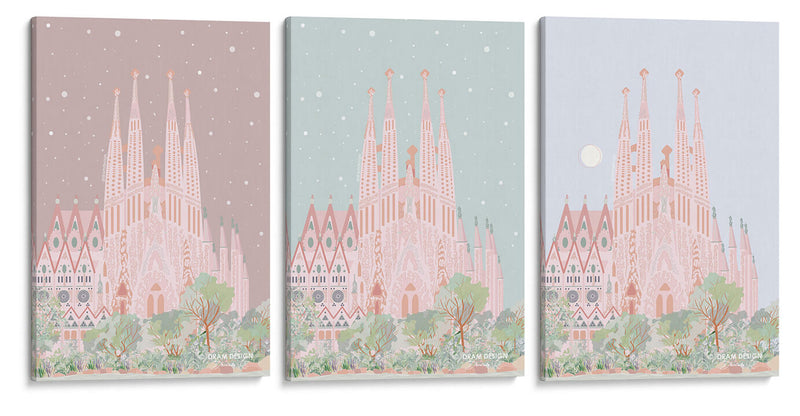 Sagrada Familia - Set de 3 - DRAM - Cuadro decorativo | Canvas Lab