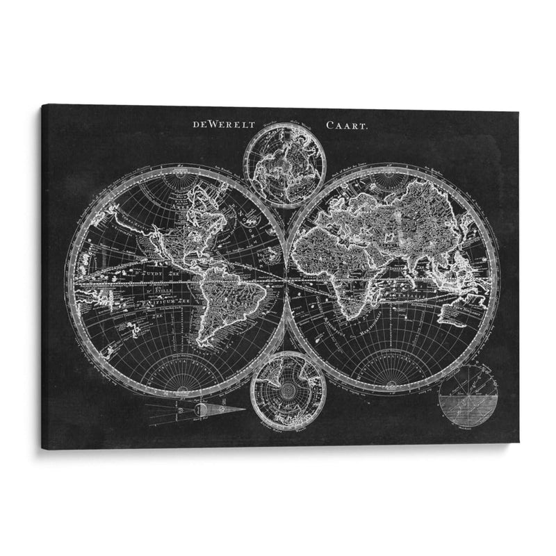 Mapa Del Mundo De Carbón - Studio W | Cuadro decorativo de Canvas Lab