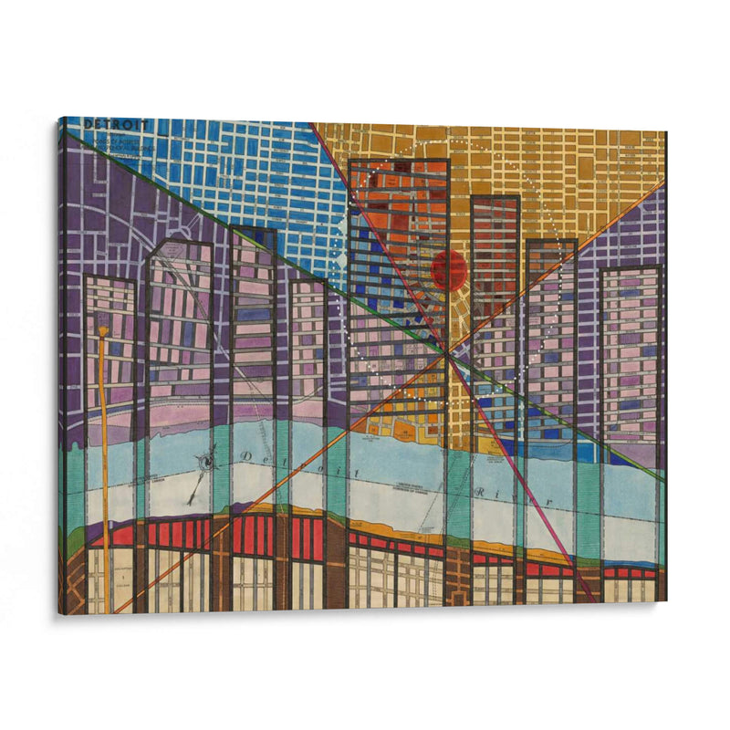 Mapa Moderno De Detroit - Nikki Galapon | Cuadro decorativo de Canvas Lab