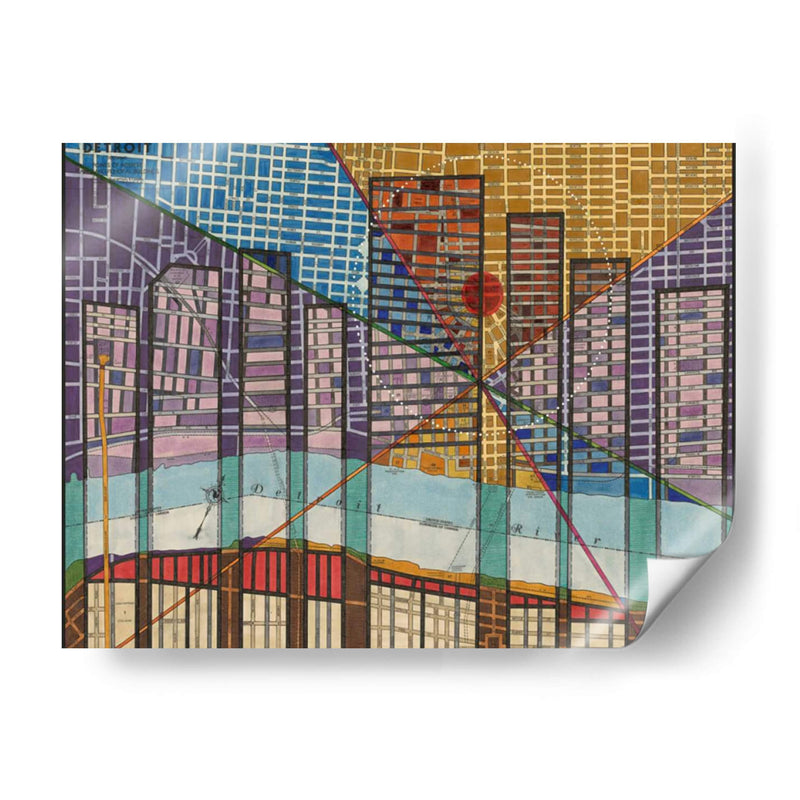 Mapa Moderno De Detroit - Nikki Galapon | Cuadro decorativo de Canvas Lab