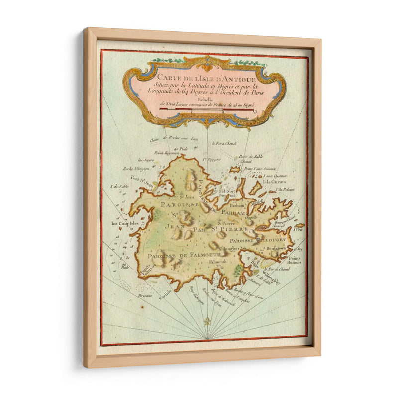 Mapa Petite De La Isla De Antigua | Cuadro decorativo de Canvas Lab