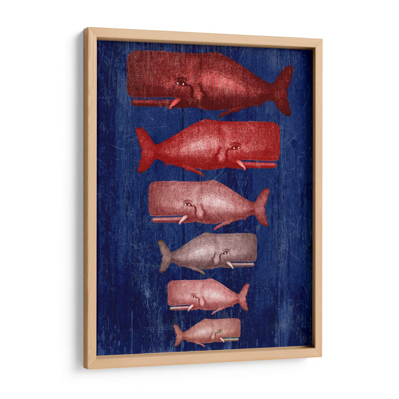 Familia De Ballena Roja En Azul - Fab Funky | Cuadro decorativo de Canvas Lab