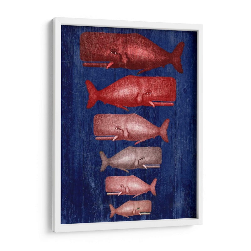 Familia De Ballena Roja En Azul - Fab Funky | Cuadro decorativo de Canvas Lab