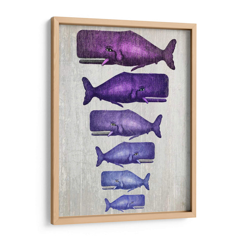 Familia De Ballena Púrpura En Blanco - Fab Funky | Cuadro decorativo de Canvas Lab