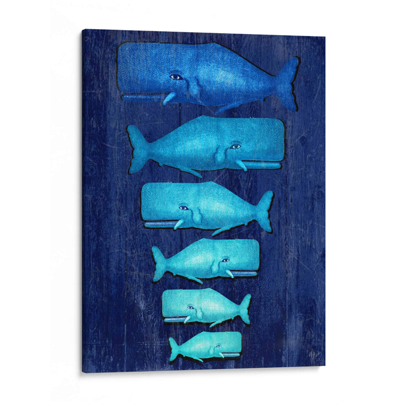 Ballena Familia Azul En Azul - Fab Funky | Cuadro decorativo de Canvas Lab