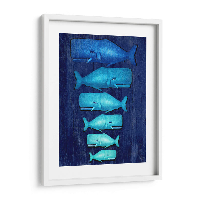 Ballena Familia Azul En Azul - Fab Funky | Cuadro decorativo de Canvas Lab